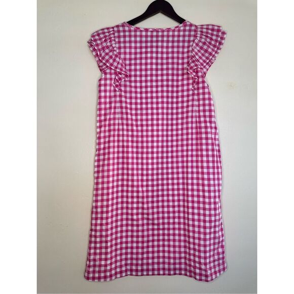 J. Crew Pink and White Gingham Flutter Sleeve Dress Size 6 - Picture 7 of 7